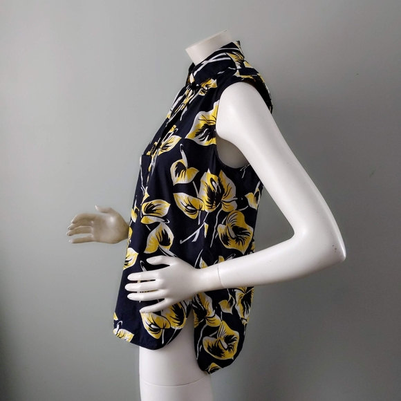 Marni Cruise 2016 Black & Yellow Floral Palm Print Sleeveless Shirt Blouse 40 - Picture 5 of 9